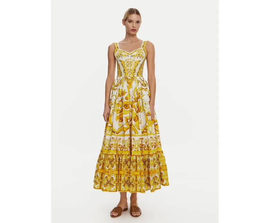 obrazek 1 Dolce&Gabbana Sukienka letnia F6AEIT HH5A1 Żółty Regular Fit
