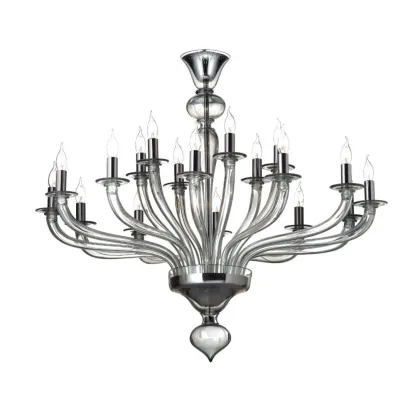 Zdjęcie Szary żyrandol ze szkła Murano z 18 światłami - Il Paralume Marina
