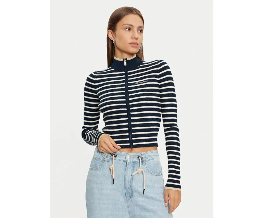 obrazek 1 Tommy Jeans Sweter DW0DW19835 Granatowy Slim Fit