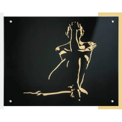 Picture A unique painting on glass with a representation of a female nude, 45x45 cm