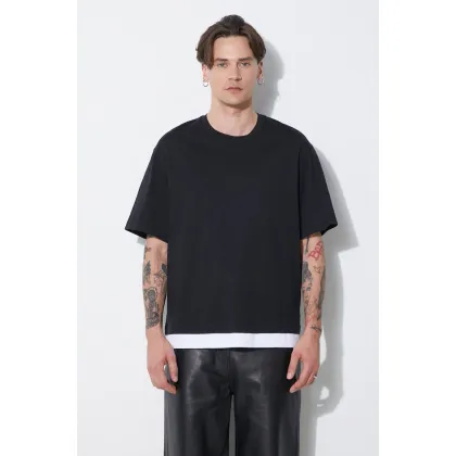 Zdjęcie Neil Barrett t-shirt bawełniany Slim Dropped Shoulder Bicolor męski kolor czarny gładki MY70266A-Y521-524N