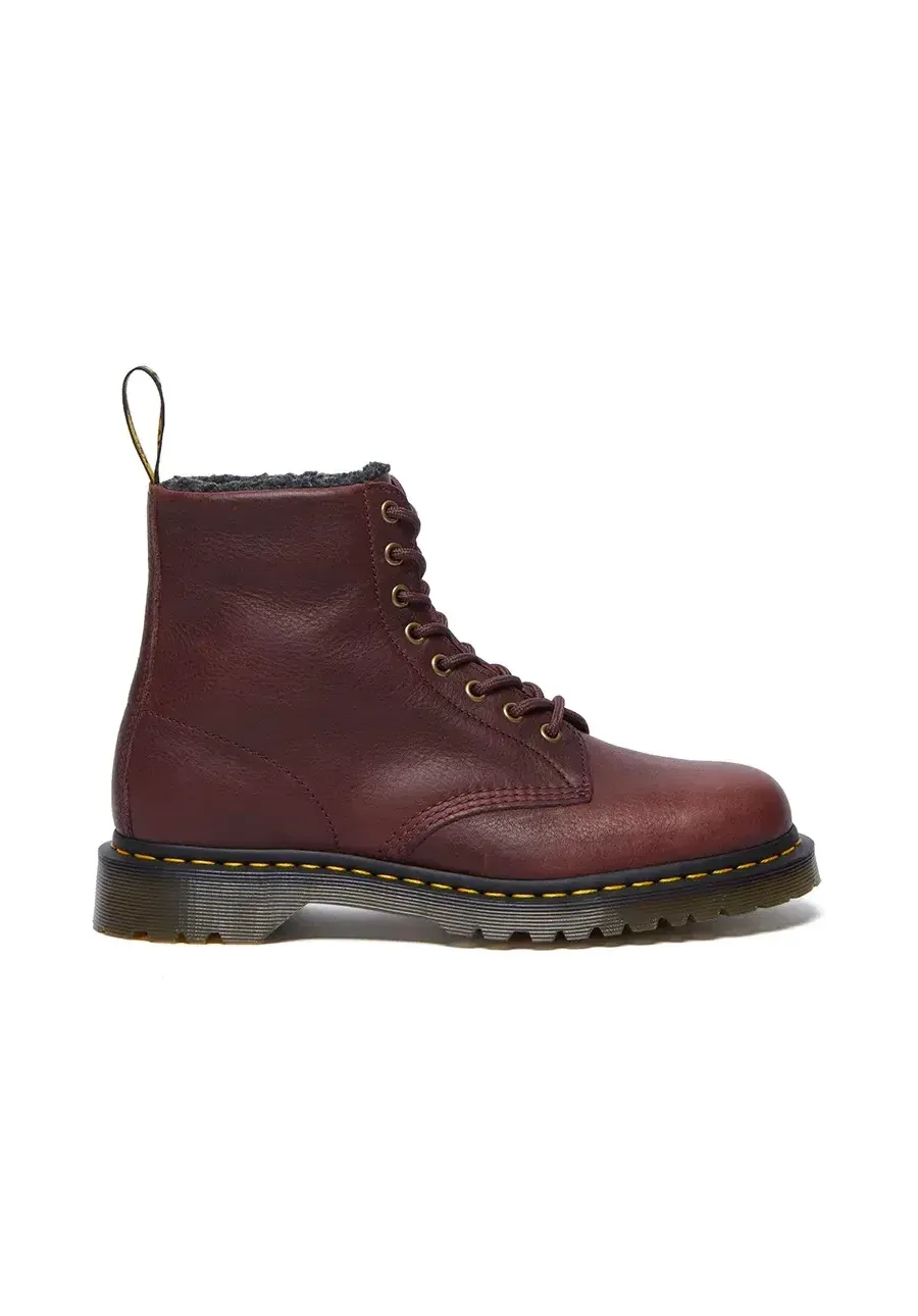 obrazek 1 Dr. Martens buty skórzane damskie kolor bordowy na płaskim obcasie lekko ocieplone DM31873600