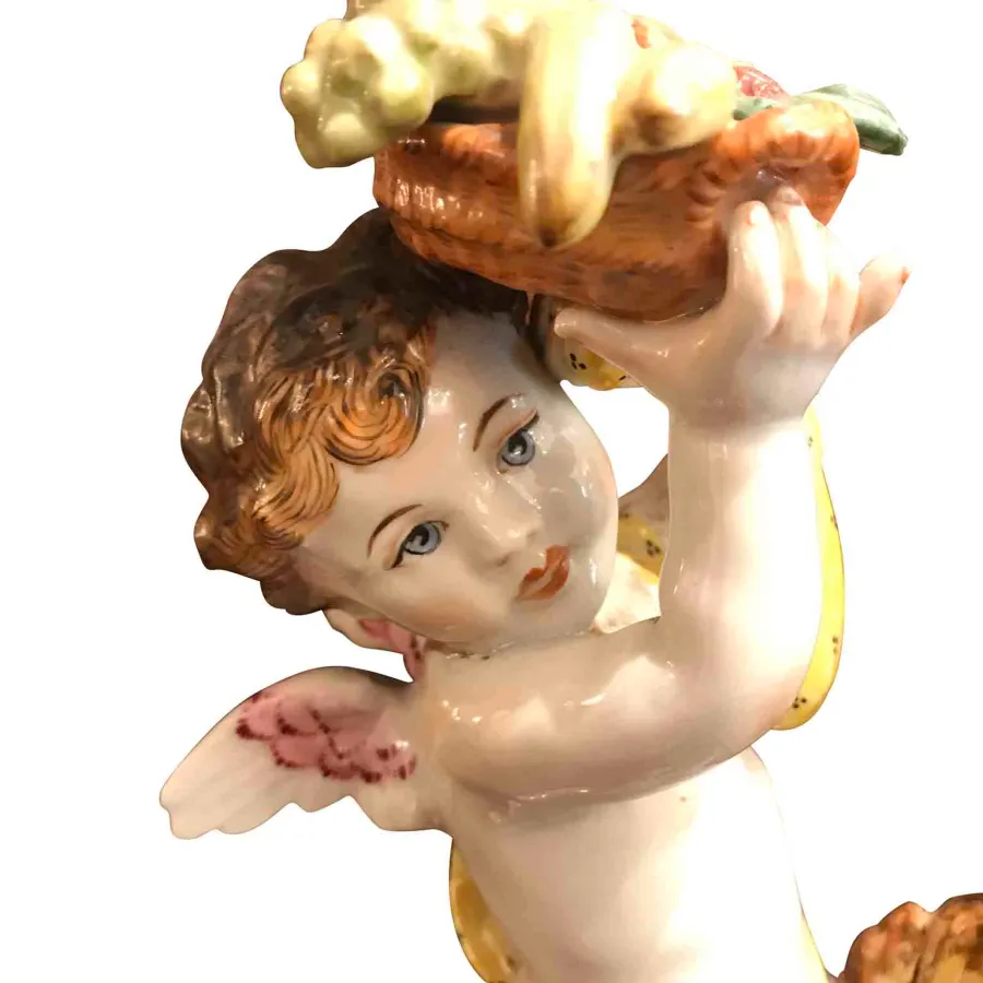 obrazek 7 Para aniołów z ręcznie malowanej porcelany polichromowanej