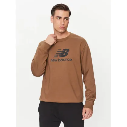 Zdjęcie New Balance Bluza Essentials Stacked Logo French Terry Crewneck MT31538 Brązowy Regular Fit