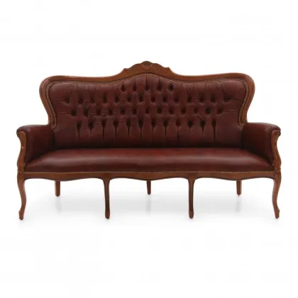 Zdjęcie Skórzana prestiżowa sofa 3-osobowa w stylu ludwikowskim - Sevensedie
