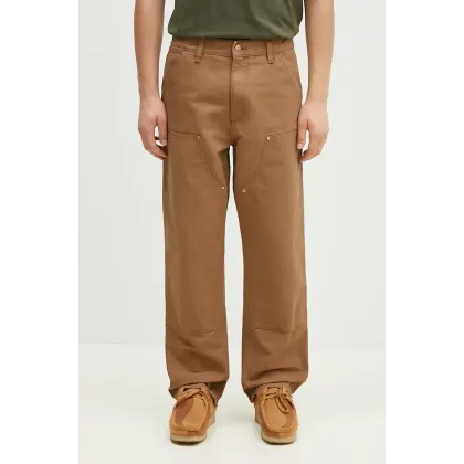 Zdjęcie Carhartt WIP spodnie bawełniane Double Knee Pant kolor brązowy proste I031501.HZ02