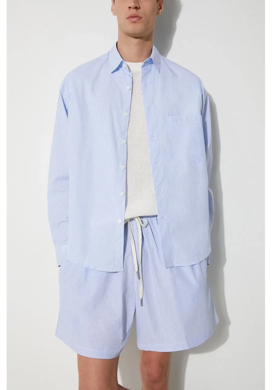 obrazek 1 MKI MIYUKI ZOKU koszula bawełniana Striped Dress Shirt męska kolor niebieski regular z kołnierzykiem klasycznym STRIPED.DRESS.SHIRT