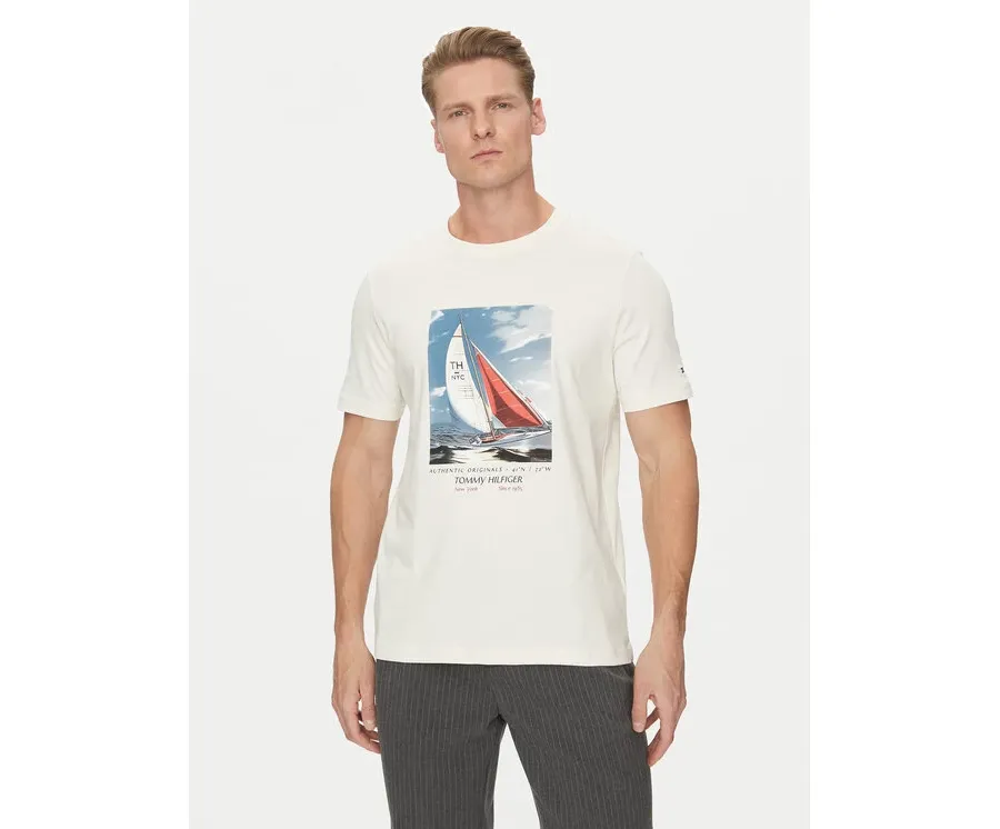 obrazek 1 Tommy Hilfiger T-Shirt Color Photo Print MW0MW38615 Beżowy Regular Fit