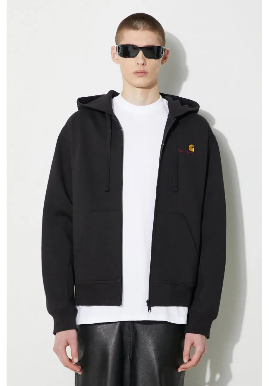 obrazek 1 Carhartt WIP bluza Hooded American Script Jacket męska kolor czarny z kapturem z aplikacją I033063.89XX