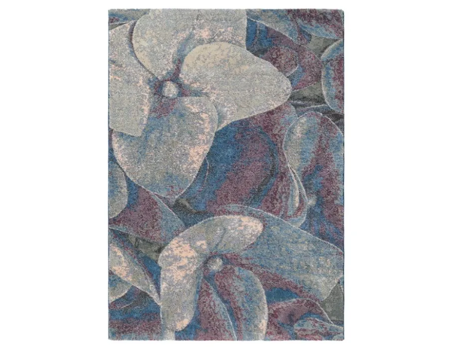 Piękny niebiesko fioletowy dywan w kwiaty - PRADO HORTENSIA 21608