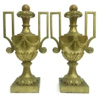 Zdjęcie Para dużych wazonów w kolorze Empire Golden w idealnym stanie z XVIII wieku