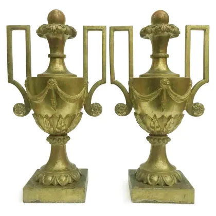 Zdjęcie Para dużych wazonów w kolorze Empire Golden w idealnym stanie z XVIII wieku