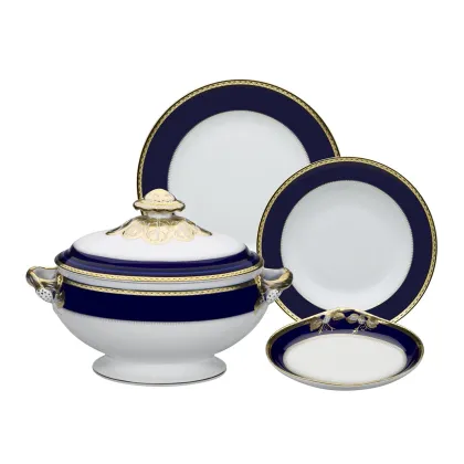 Zdjęcie Duży porcelanowy 56-elementowy zestaw obiadowy z wyjątkowej kolekcji Brest - Vista Alegre