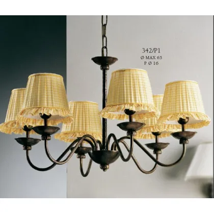 Zdjęcie Stylowy żyrandol z sześcioma plisowanymi stożkowymi imperinami - Il Paralume Marina