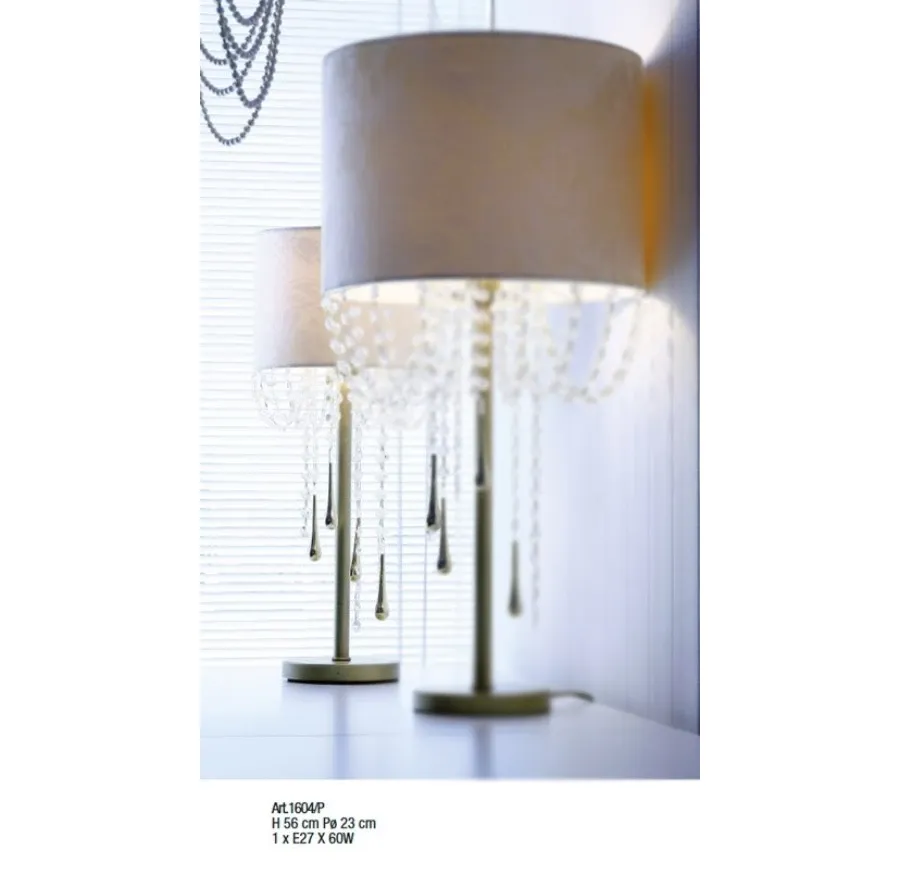 obrazek 1 Stylowa lampa stołowa z abażurem z kroplami Asfour i złota Murano – Il Paralume Marina