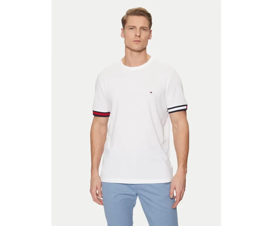 obrazek 1 Tommy Hilfiger T-Shirt Global Stripe MW0MW38078 Biały Regular Fit