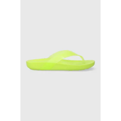 Zdjęcie Crocs japonki damskie kolor zielony na płaskim obcasie