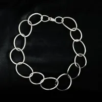 Picture Elegant matte oval silver necklace - a fantastic anniversary gift