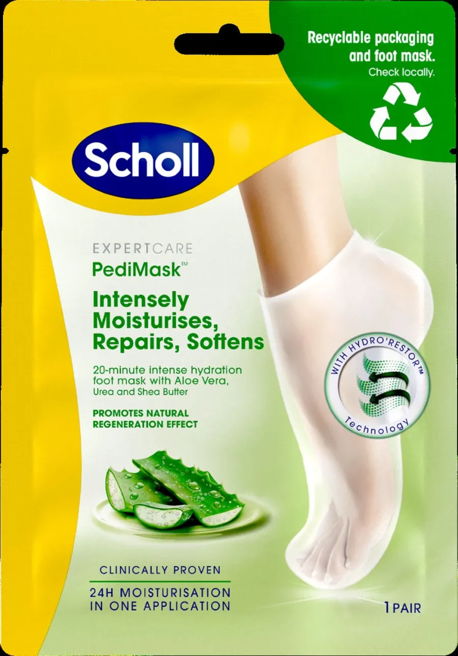 obrazek 1 Scholl Expert Care PediMask, Nawilżająca maska do stóp z aloesem, 1 Para