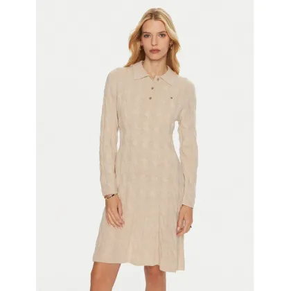 Zdjęcie Tommy Hilfiger Sukienka dzianinowa WW0WW43085 Beżowy Regular Fit