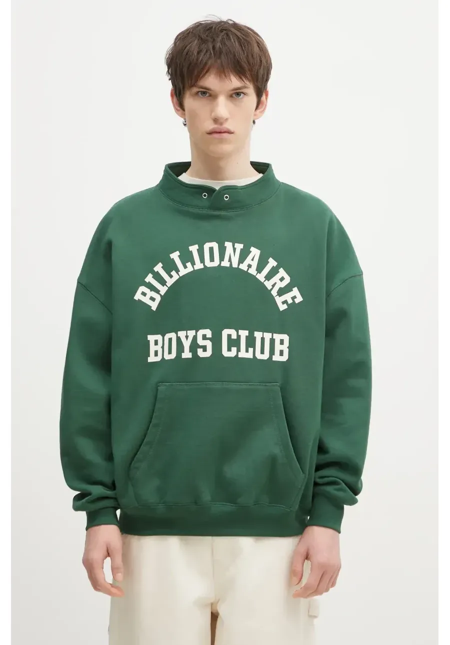 obrazek 1 Billionaire Boys Club bluza bawełniana Stand Collar Sweatshirt męska kolor zielony z nadrukiem B24444