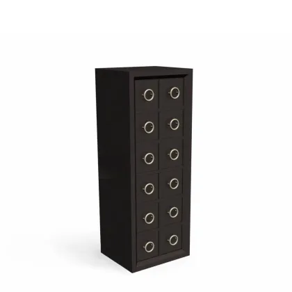 Zdjęcie Elegancka wysoka drewniana komoda z dwoma szufladami