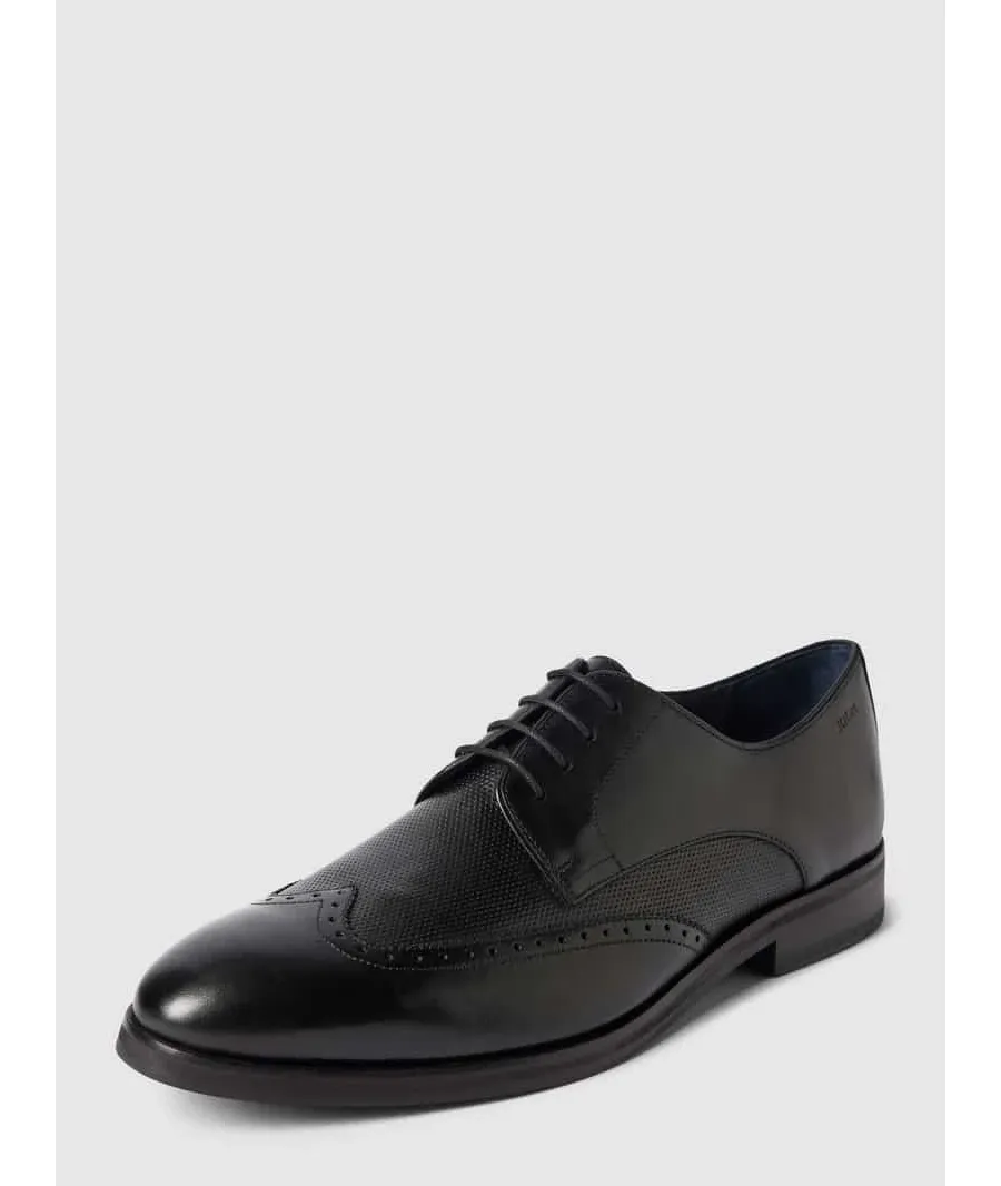obrazek 1 Buty derby ze skóry bawolej z wytłoczonym logo