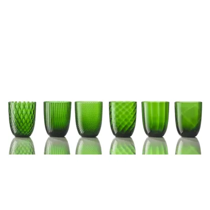Zdjęcie Gustowny komplet szklanek do wody w kolorze sosonowej zieleni włoskie szkło Murano