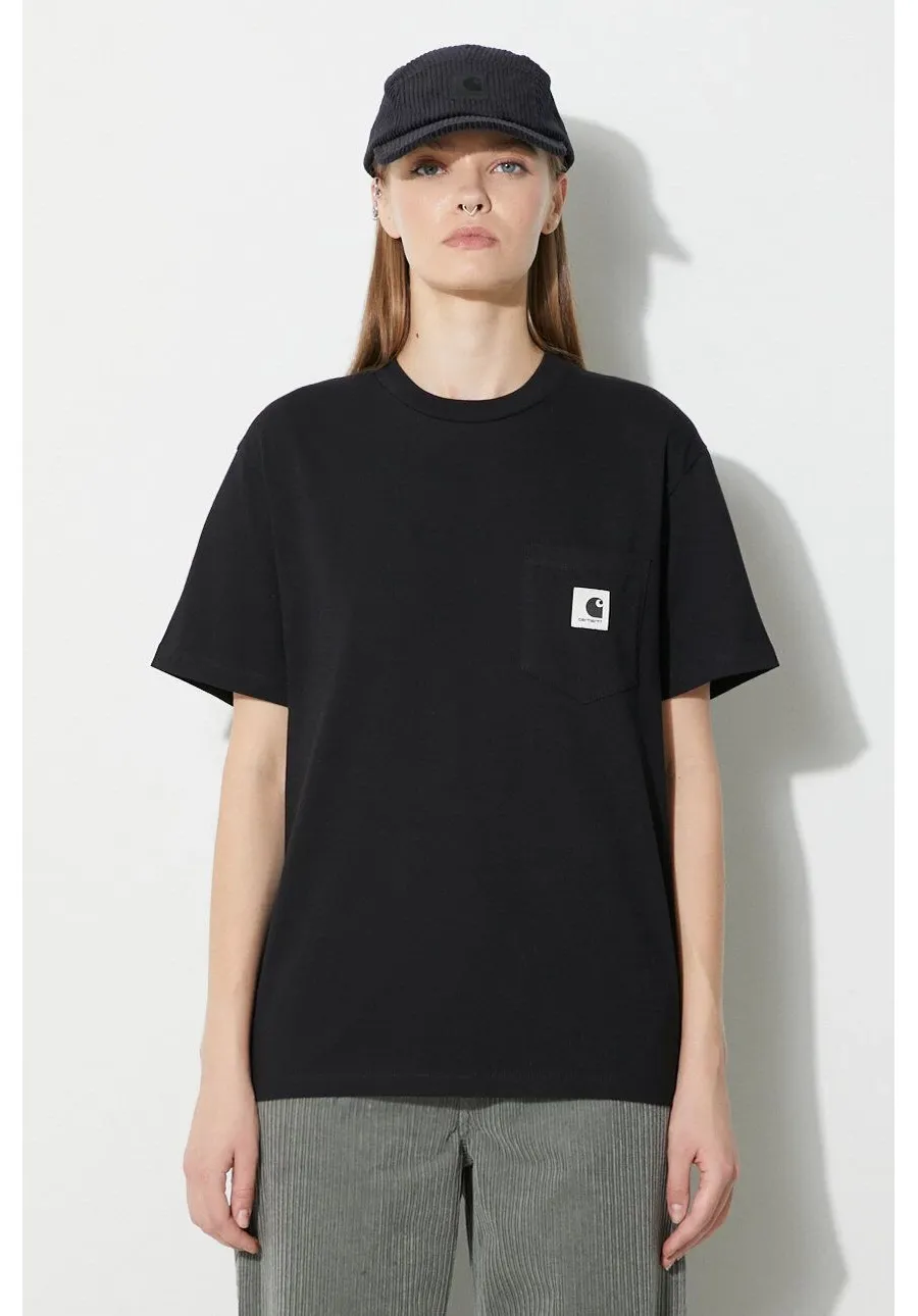 obrazek 1 Carhartt WIP t-shirt bawełniany S/S Pocket T-Shirt damski kolor czarny I032215.89XX
