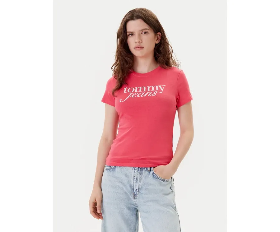 obrazek 1 Tommy Jeans T-Shirt Essential DW0DW19447 Różowy Slim Fit