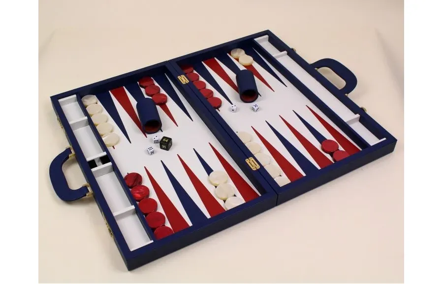 obrazek 2 Gra Backgammon w pięknym skórzanym etui - 58x36x9 cm