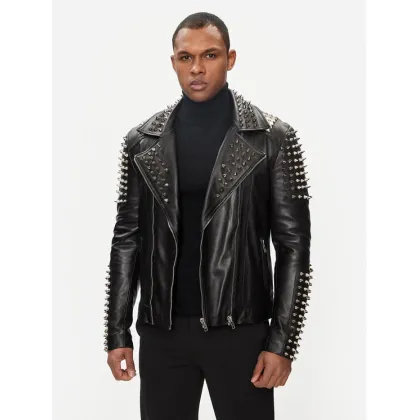 Zdjęcie Serge Pariente Kurtka skórzana Studer Czarny Slim Fit