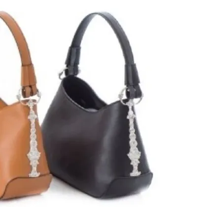 Picture Black leather and silver Hobo bag – Pampaloni