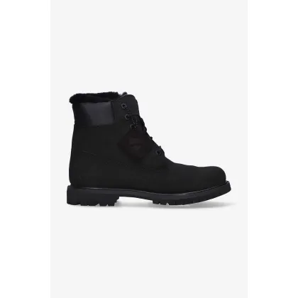 Zdjęcie Timberland workery zamszowe 6 In Premium Shearlig damskie kolor czarny na płaskim obcasie ocieplone A1U7S-BLACK