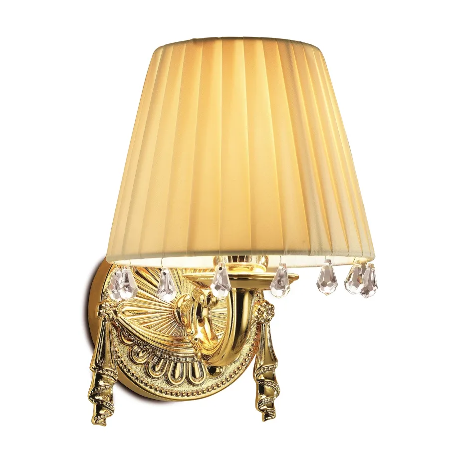 obrazek 1 Bogato zdobiona lampa ścienna z abażurem do łazienki – 3SC
