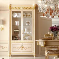 Picture Baroque double display cabinet made of walnut wood from Italy