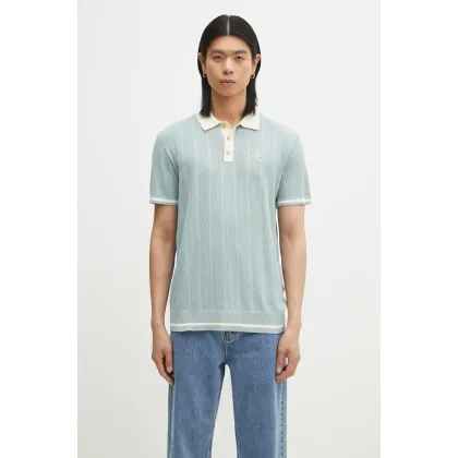 Zdjęcie Filling Pieces polo bawełniane męski kolor turkusowy z aplikacją 80713669980