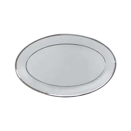 Zdjęcie Prestiżowy porcelanowy owalny półmisek 31 cm z kolekcji Ethereal White - Porcel