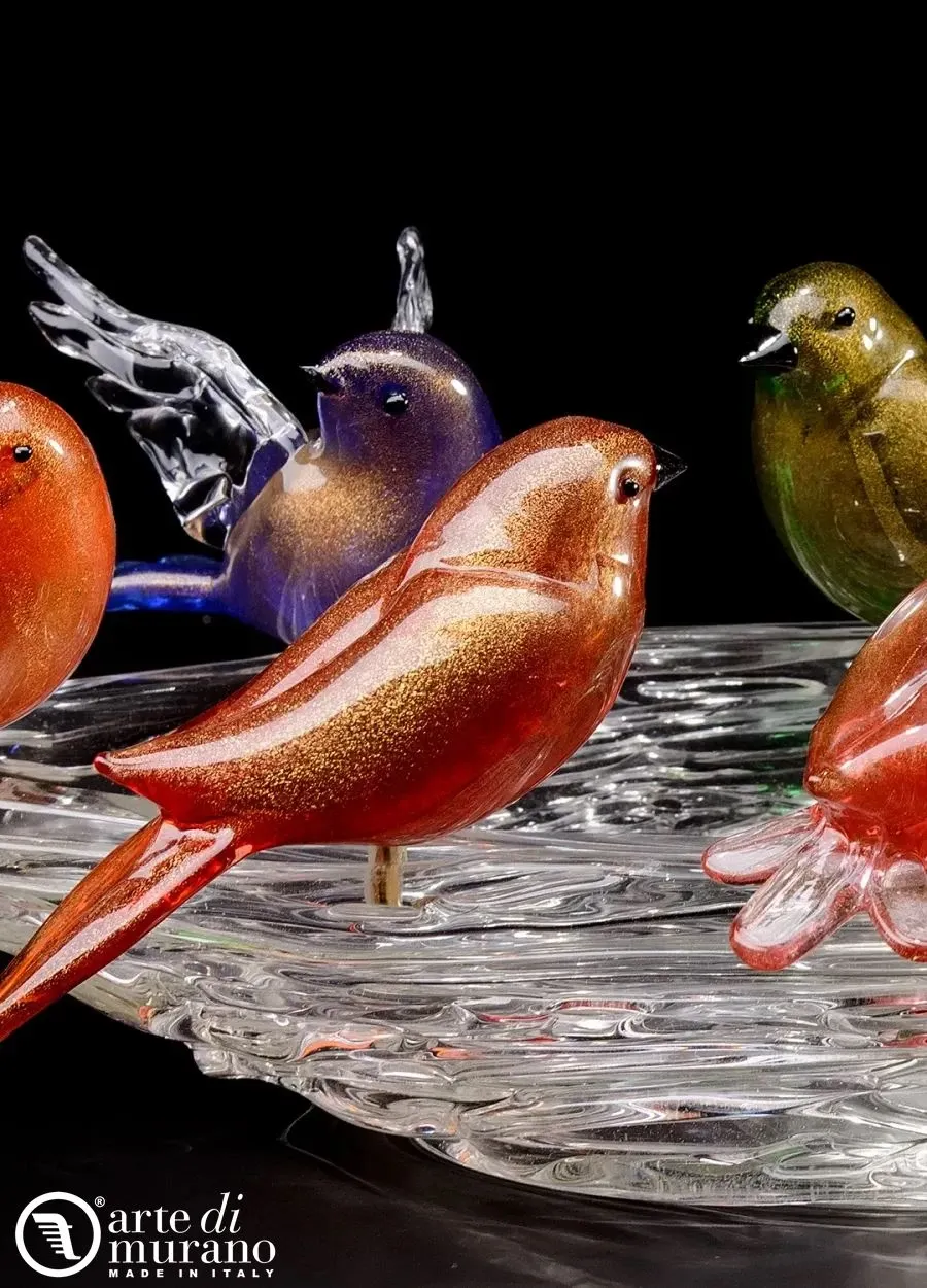 obrazek 1 Dekoracyjne trzy szklane ptaki ze szkła Murano rozmiar S
