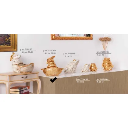 Picture Golden rabbit with basket 30cm - Valle d'oro Patchi