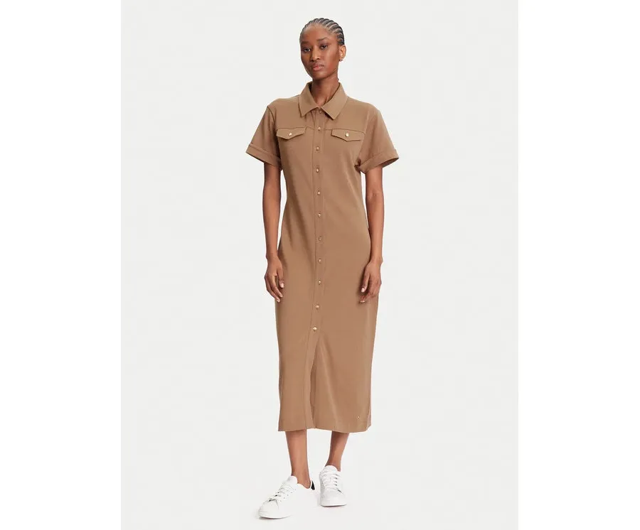 obrazek 1 Tommy Hilfiger Sukienka koszulowa Gold Button WW0WW44617 Brązowy Regular Fit