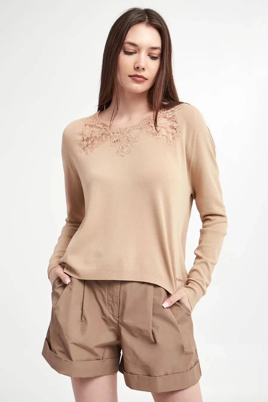 obrazek 1 Sweter damski z koronką ERMANNO FIRENZE Ermanno Firenze