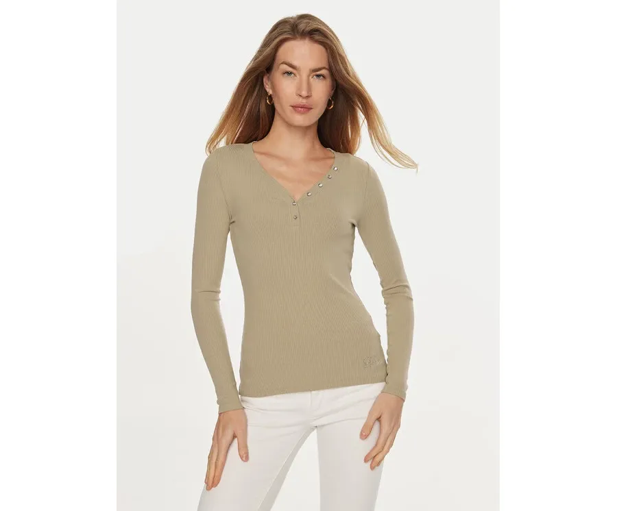 obrazek 1 Guess Bluzka Kyla W4BP51 KBCO2 Beżowy Regular Fit