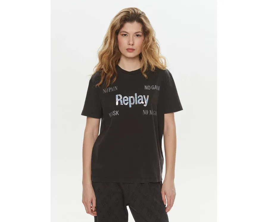 obrazek 1 Replay T-Shirt W3072A.000.22658M Czarny Regular Fit REPLAY