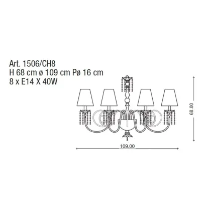 Zdjęcie Luksusowy żyrandol w chromowanej diamentowej tubie z kryształowymi spodeczkami i zawieszkami Swarovskiego - Il Paralume Marina