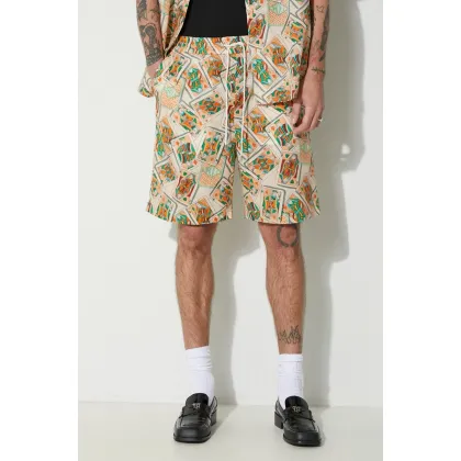 Zdjęcie Drôle de Monsieur szorty lniane Le Short Jeu de Cartes kolor pomarańczowy D-BS138-LI002-PC