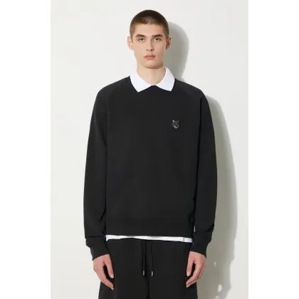 Zdjęcie Maison Kitsuné bluza bawełniana Bold Fox Head Patch Oversize Sweatshirt męska kolor czarny gładka MM00304KM0001