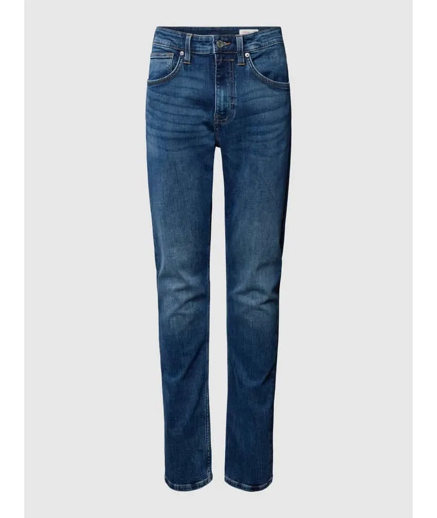 obrazek 1 Jeansy o kroju tapered leg z wysokim stanem i szwami w kontrastowym kolorze model ‘MAURO’
