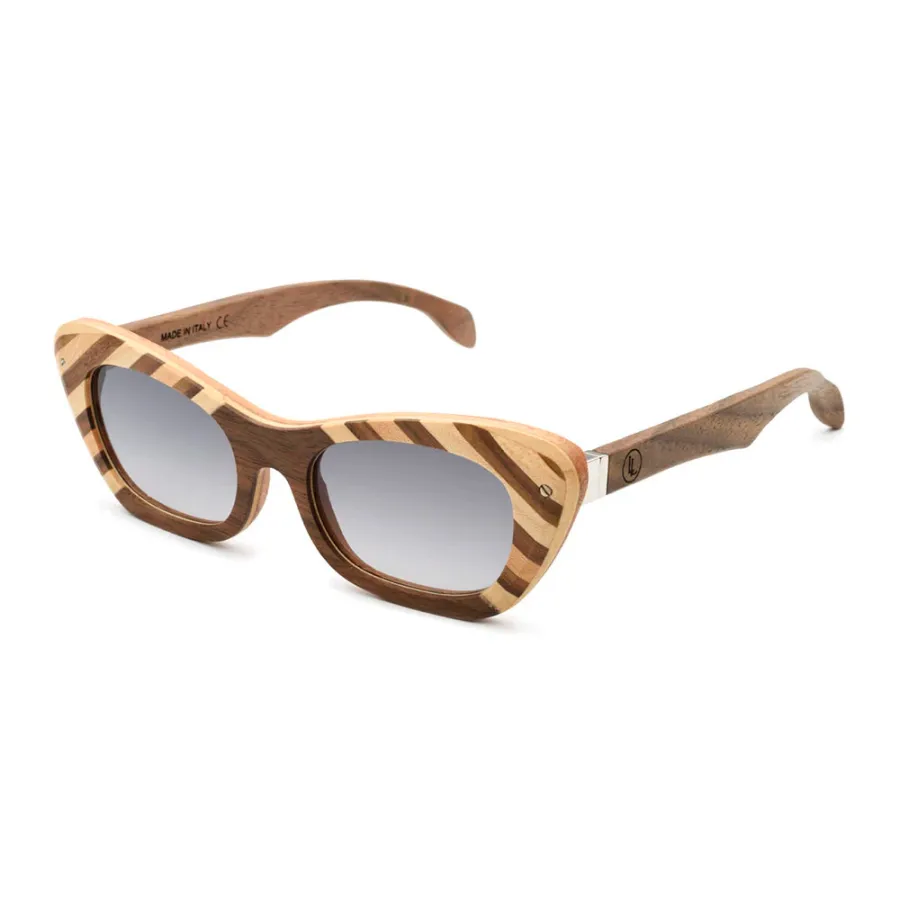 obrazek 1 Drewniane okulary damskie w ukośne paski - Legno Light