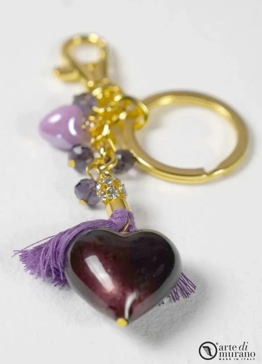 obrazek 1 Gustowny brelok do kluczy z sercem z perełkami ze szkła Murano